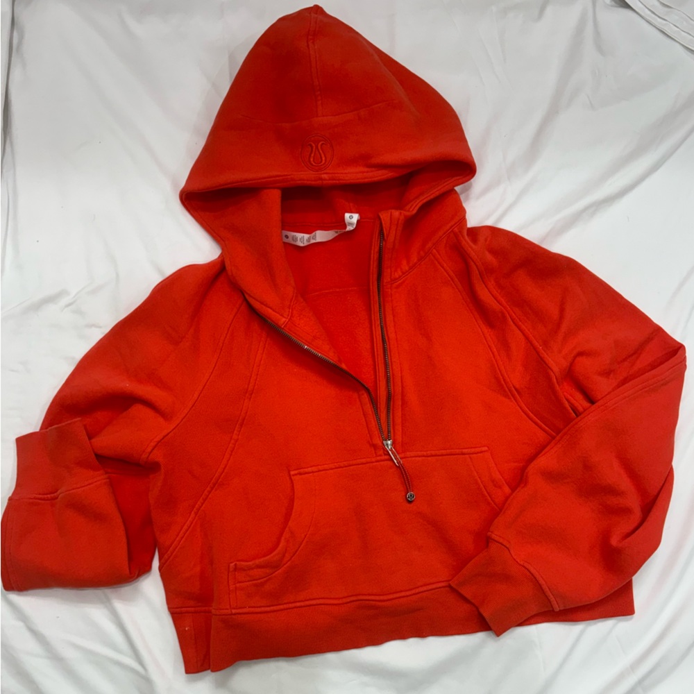 Scuba oversized half zip hoodie - autumn red